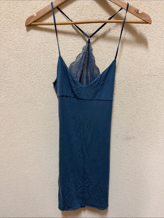 Victoria's Secret Other - Victoria's Secret EUC Dark Blue Lace-Back Modal Slip Chemise Size S #004
